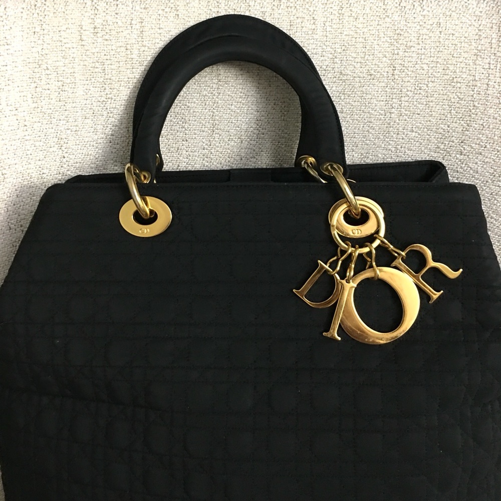 Christian Dior Lady Dior Canage Handbag black canvas - Picture 2 of 16